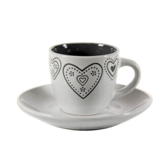 TAZZA CAFFE CERAMICA CUORI       Pz 6 BELLINTAVOLA 666827 TAZZE CERAMICA               C BELLINTAVOLA