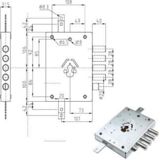 SERRATURA SIC.TRIPLICE DX CILINDRO E73 NE42-7 ATRA IMBNE42    7  D ATRA DIERRE SERR.BLINDATE    S ATRADIERRE