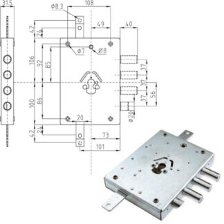 SERRATURA SIC.TRIPLICE DX CILINDRO E73 NE43-7 ATRA IMBNE43    7  D ATRA DIERRE SERR.BLINDATE    S ATRADIERRE