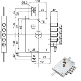SERRATURA SIC.TRIPLICE DX DM E73     7111-1DE ATRA IMB7111    1  DE ATRA DIERRE SERR.BLINDATE    S ATRADIERRE