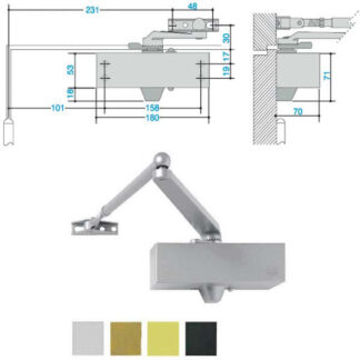 CHIUDIPORTA AERODINAMICO 500 ARGENTO    ME0502 MAB ME0502000 MAB ASSA ABLOY CHIUDIPORTA   S MAB
