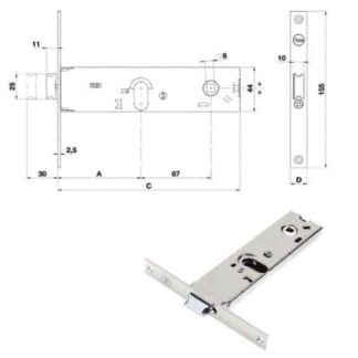 SERRATURA INFILARE FASCE ALL Y87002-80-0 YALE Y8700280080 YALE SERR.ALL/FERRO INFILARE S YALE