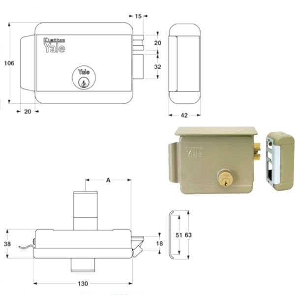 ELETTROSERRATURA APP.FERRO SX       Y680-50-2 YALE Y68000502 YALE ELETTROSERRATURE APPLIC.S YALE