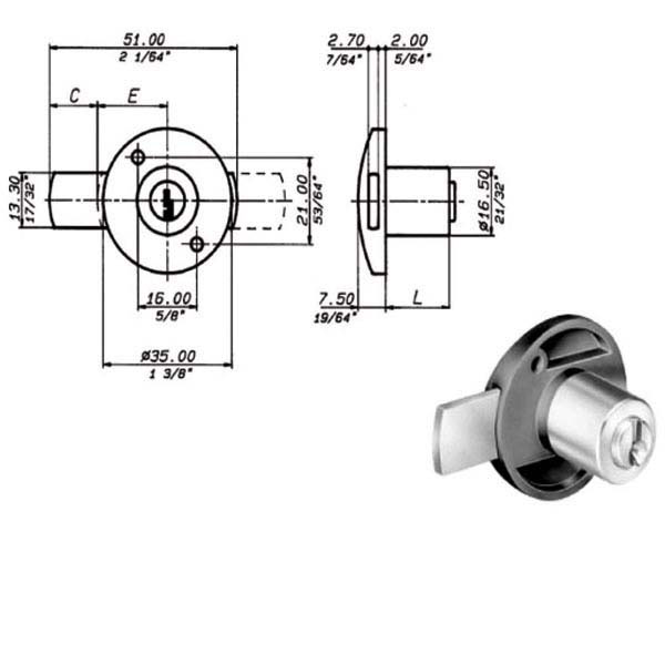 SERRATURA MOBILI CATENACCIO LATERALE   2131 MERONI 2131W2014 MERONI SERR.MOBILI APPLIC.   S MERONI SERRATURE