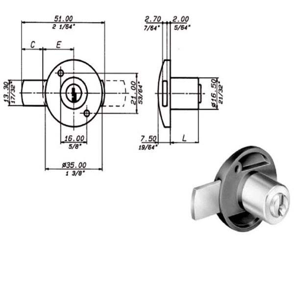 SERRATURA MOBILI CATENACCIO LAT.KA 2131 MERONI 2131W20A14 MERONI SERR.MOBILI APPLIC. S MERONI SERRATURE