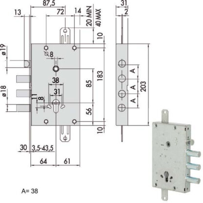 SERRATURA SICUREZZA TRIPLICE 00PG  56515-58-B CISA 56515.58.B00PG CISA SERR.BLINDATE           S CISA