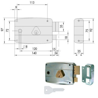 SERRATURA APP.FERRO SX             50471-60-2 CISA 50471.60.2.95 CISA SERR.ALL/FERRO APPLIC.  S CISA