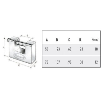 LUCCHETTO CORAZZATO mm 60 SERRANDE KA       POTENT 11070KA POTENT LUCCHETTI             S POTENT