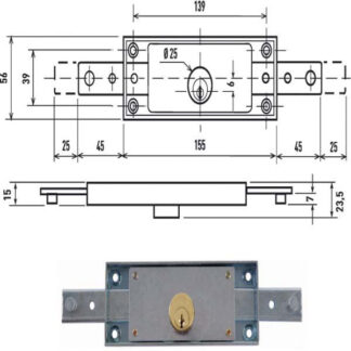 SERRATURA SERRANDE 2 CH.ORI.DIRITTE C1600KA POTENT C-1600.KA01 POTENT SERR.BASCULANTI       S POTENT