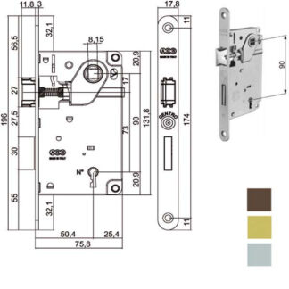 SERRATURA INF.LEGNO CENTRO E50 BRONZATA   1002 AGB B01002.50.22 AGB SERR.LEGNO INFILARE      S AGB SERRATURE