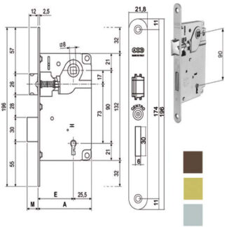 SERRATURA INF.LEGNO CENTRO E50 BRONZATA   1001 AGB B01001.50.22 AGB SERR.LEGNO INFILARE      S AGB SERRATURE