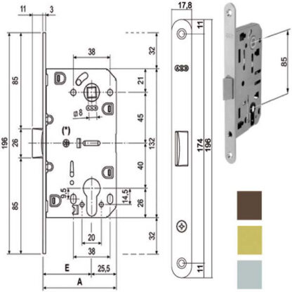 SERRATURA INF.LEGNO MEDIANA E35 CROMO OP. 1103 AGB B01103.35.34 AGB SERR.LEGNO INFILARE      S AGB SERRATURE
