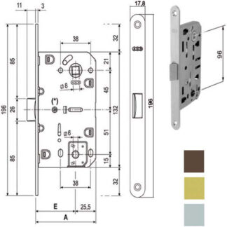 SERRATURA INF.LEGNO MEDIANA E35 BAGNO BR  1102 AGB B01102.35.22 AGB SERR.LEGNO INFILARE      S AGB SERRATURE