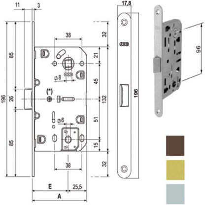 SERRATURA INF.LEGNO MEDIANA E50 BAGNO CR  1102 AGB B01102.50.34 AGB SERR.LEGNO INFILARE      S AGB SERRATURE