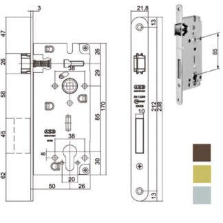SERRATURA INF.LEGNO DUO E40 BRONZATA       851 AGB B80851.40.22 AGB SERR.LEGNO INFILARE      S AGB SERRATURE