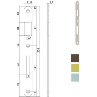 INCONTRO SERRATURE PATENT BT 8x90 BRONZATO 590 AGB B00590.01.22 AGB SERR.LEGNO INFILARE      S AGB SERRATURE