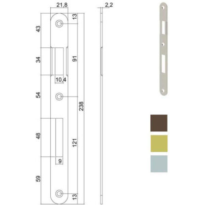 INCONTRO SERRATURE PATENT BT 8x90 OTTONATO 590 AGB B00590.01.03 AGB SERR.LEGNO INFILARE      S AGB SERRATURE