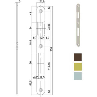 INCONTRO SERRATURE INFILARE BT 8x85 BR     590 AGB B00590.15.22 AGB SERR.LEGNO INFILARE      S AGB SERRATURE