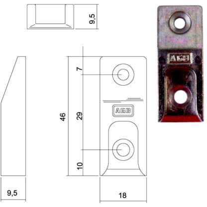 INCONTRO NOTTOLINI SICURTOP mm 18x46    W01695 AGB W01695.05.02 AGB SERR.LEGNO INFILARE      S AGB SERRATURE