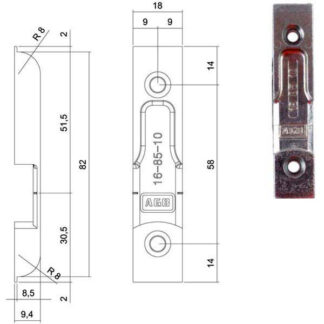 INCONTRO NOTTOLINI SICURTOP mm 18x82    W01692 AGB W01692.01.02 AGB SERR.LEGNO INFILARE      S AGB SERRATURE