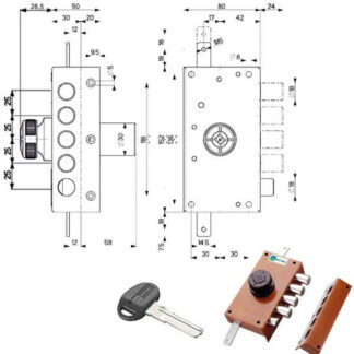SERRATURA SIC.TRIPLICE SX POMPA SCR. 30437 MOTTURA 30437VS5AX MOTTURA SERR.LEGNO APPLICARE S MOTTURA