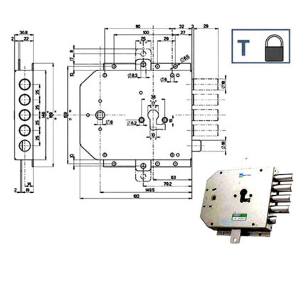 SERRATURA SIC.TRIPLICE SX SCROCCO    85555 MOTTURA 85555S000T MOTTURA SERR.BLINDATE        S MOTTURA