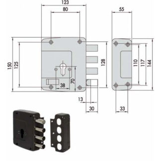 SERRATURA SICUREZZA SEMPLICE DX    56152-60-1 CISA 56152.60.1 CISA SERR.LEGNO APPLICARE    S CISA
