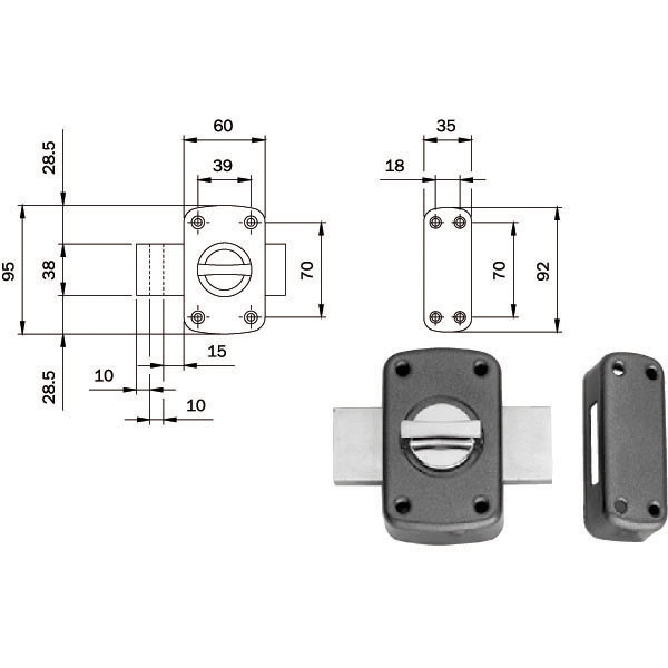 SERRATURA FERROGLIETTO 2 MANDATE       460500 ISEO 460500 ISEO SERR.LEGNO APPLICARE    S ISEO