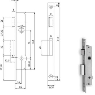 SERRATURA INF.MONTANTI ALL F16 E16      90131 FIAM 9013116 FIAM SERR.ALL/FERRO INFILARE S FIAM SERRATURE