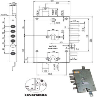 SERRATURA SIC.TRIPLICE CIL. E63      6654/280 MOIA 6654/280DFB/S1 MOIA SERR.BLINDATE           S MOIA SERRATURE