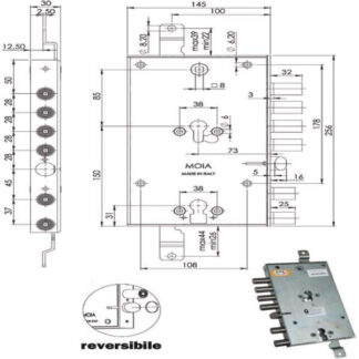 SERRATURA SIC.TRIPLICE CIL. E73      6654/281 MOIA 6654/281DFB/S2 MOIA SERR.BLINDATE           S MOIA SERRATURE