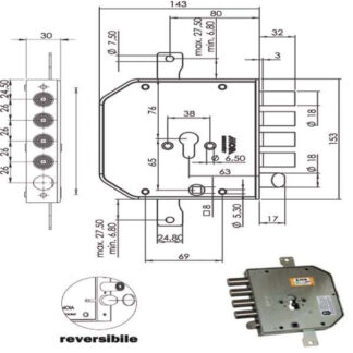 SERRATURA SIC.TRIPLICE DX CIL. E63      AP954 MOIA AP954DFB MOIA SERR.BLINDATE           S MOIA SERRATURE