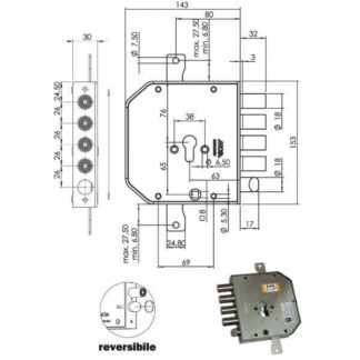 SERRATURA SIC.TRIPLICE SX CIL. E63 AP954+9 MOIA AP954SFB+9 MOIA SERR.BLINDATE S MOIA SERRATURE