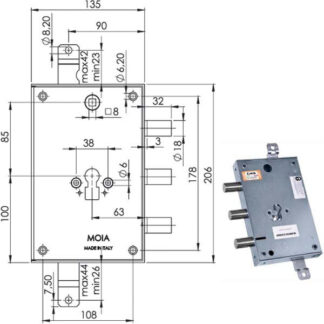 SERRATURA SIC.TRIPLICE CIL. E63     AD663/560 MOIA AD663/560RFB MOIA SERR.BLINDATE           S MOIA SERRATURE