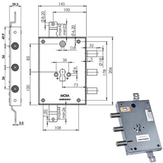 SERRATURA SIC.TRIPLICE CIL. E73 663/561 MOIA 663/561DFB MOIA SERR.BLINDATE S MOIA SERRATURE