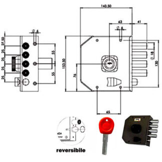SERRATURA SIC.SEMPLICE SX POMPA         JM422 MOIA JM422SX MOIA SERR.LEGNO APPLICARE    S MOIA SERRATURE