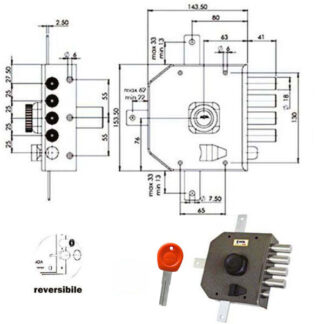 SERRATURA SIC.QUINTUPL.SX POMPA         JM426 MOIA JM426SX MOIA SERR.LEGNO APPLICARE    S MOIA SERRATURE