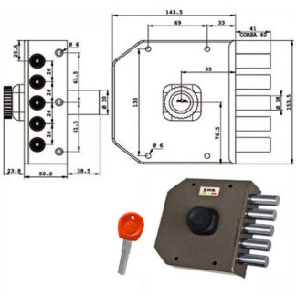 SERRATURA SIC.SEMPLICE DX POMPA         JA421 MOIA JA421DX MOIA SERR.LEGNO APPLICARE    S MOIA SERRATURE