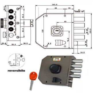 SERRATURA SIC.SEMPLICE DX POMPA         JA422 MOIA JA422DX MOIA SERR.LEGNO APPLICARE    S MOIA SERRATURE