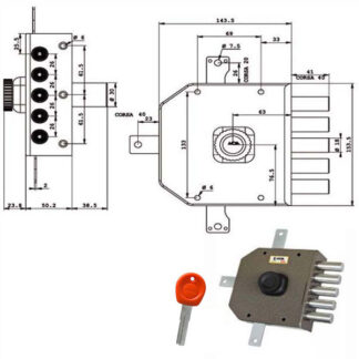 SERRATURA SIC.QUINTUPL.DX POMPA JA425 MOIA JA425DX MOIA SERR.LEGNO APPLICARE S MOIA SERRATURE