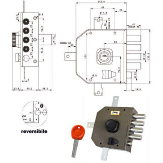 SERRATURA SIC.QUINTUPL.DX POMPA JA426 MOIA JA426DX MOIA SERR.LEGNO APPLICARE S MOIA SERRATURE