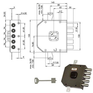 SERRATURA SIC.TRIPLICE DX DM             A413 MOIA A413DX MOIA SERR.LEGNO APPLICARE    S MOIA SERRATURE