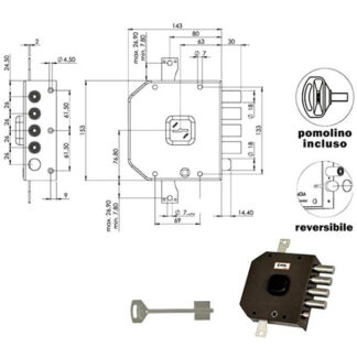 SERRATURA SIC.TRIPLICE DX DM             A414 MOIA A414DX MOIA SERR.LEGNO APPLICARE    S MOIA SERRATURE