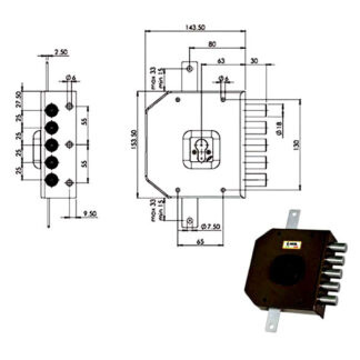SERRATURA SIC.TRIPLICE DX CIL.           G453 MOIA G453DXB MOIA SERR.LEGNO APPLICARE    S MOIA SERRATURE