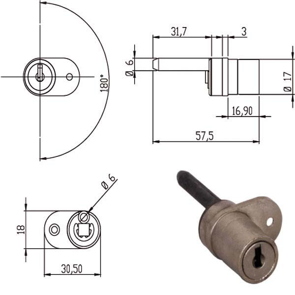 SERRATURA MOBILI APP.PERNO ORIZZONTALE 163481 OMR 163481 OMR SERR.MOBILI APPLICARE S OMR
