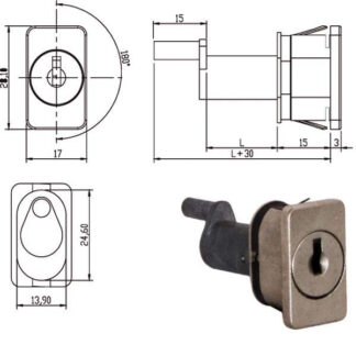 SERRATURA MOBILI APP.PERNO VERTICALE 10 163432 OMR 163432 OMR SERR.MOBILI APPLICARE    S OMR
