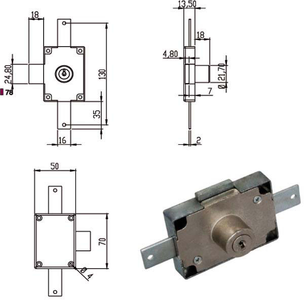 SERRATURA MOBILI APP.CATENACCIO LAT. DX 220330 OMR 220330 DX OMR SERR.MOBILI APPLICARE S OMR