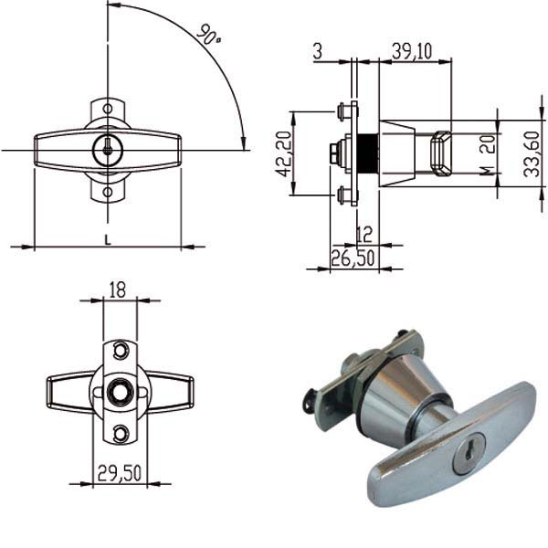 SERRATURA MOBILI APP.MANIGLIA 220050 OMR 220050 OMR SERR.MOBILI APPLICARE S OMR