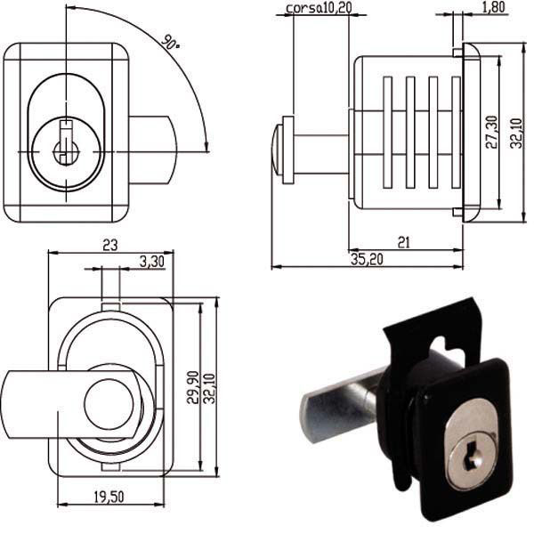 SERRATURA MOBILI APP.LEVA 220315 OMR 220315 OMR SERR.MOBILI APPLICARE S OMR