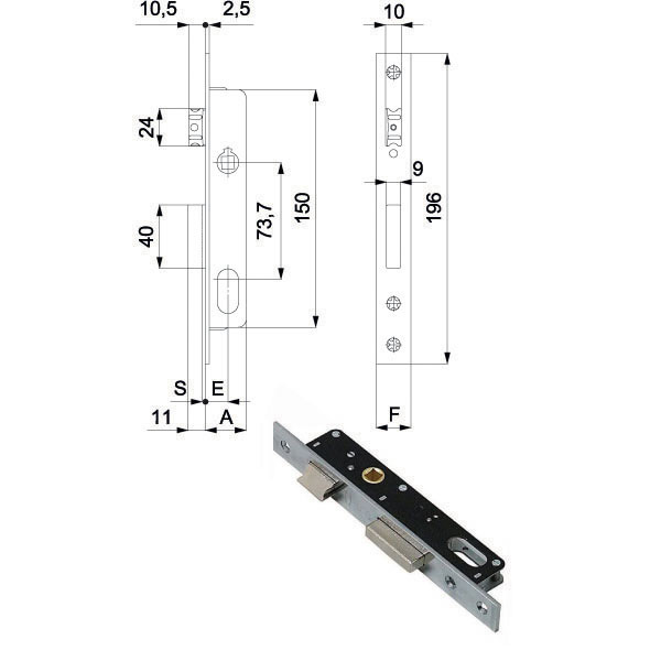 SERRATURA INF.MONTANTI ALL 16 E15 350 OMEC 350 OMEC SERR.ALL/FERRO INFILARE S OMEC